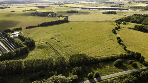 Dronebillede fra det område, hvor Helheden skal ligge i fremtiden.