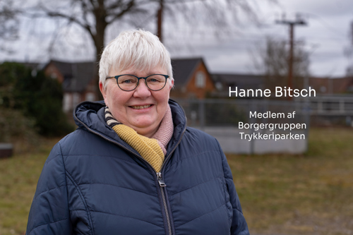 Portrætbillede af Hanne Bitsch, som er medlem af Borgergruppen Trykkeriparken.