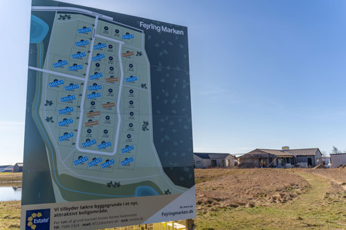 Billede af en oversigt, der viser, hvor mange boliger, der er solgt ved Fejring Marken.
