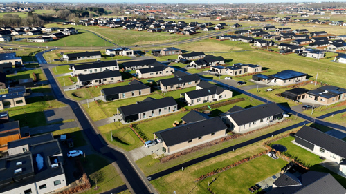 Dronebillede af Dalby Bakker boligområde.