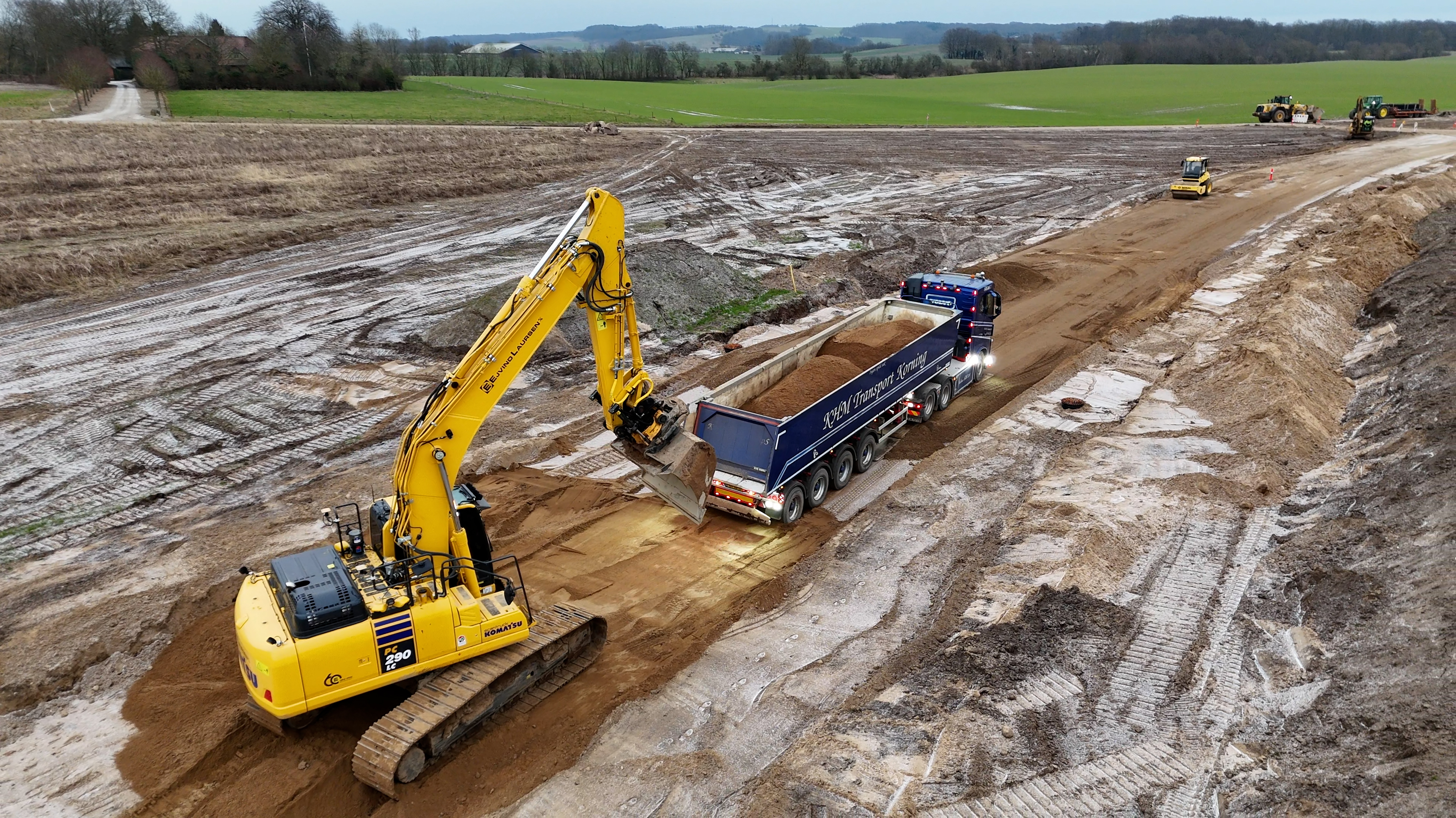 Dronebillede af arbejdet med at anlægge Ringvej Øst