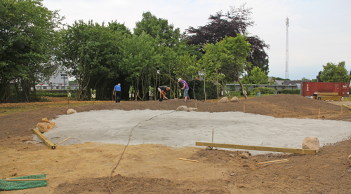 Et billede af Trykkeriparken, der viser parkens udvikling over tid.