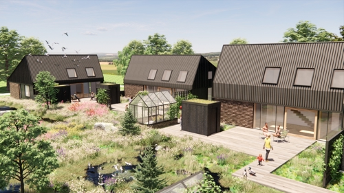 Illustration af hvordan det nye boligområde Helheden skal se ud, når det er færdigt.